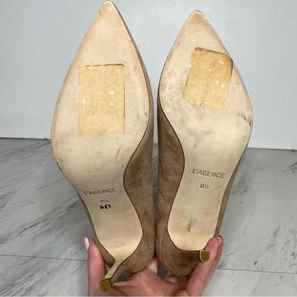L’Agence Jolie Tan Suede Pointy Toe Pump 8 1/2 - Picture 14 of 15